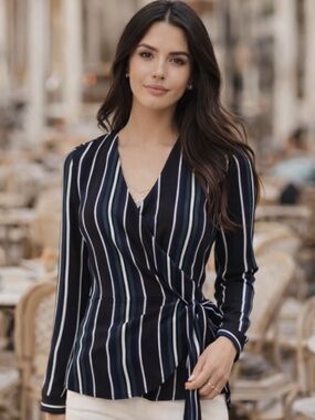 Express Striped Wrap Top - Size Medium